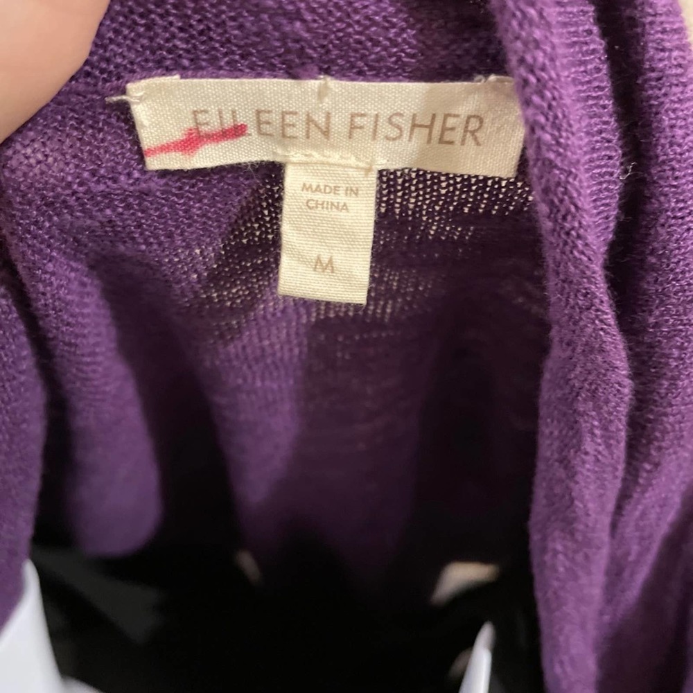 Eileen Fisher Linen Open Cardigan Purple Medium - Picture 11 of 14